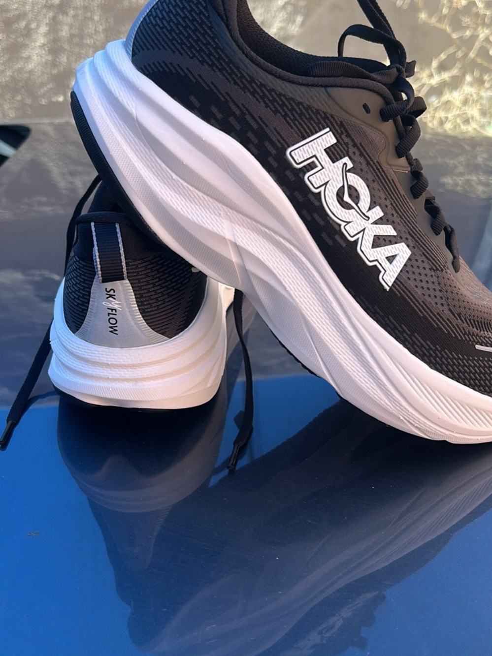 Hoka Men's Black and White Sky Flow Running Shoes